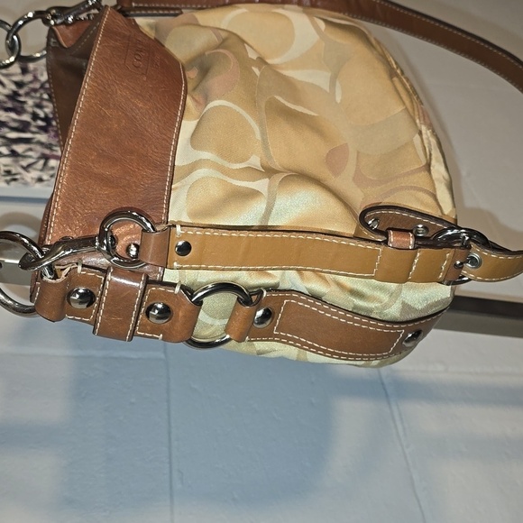 Gold and tan Coach purse - Picture 5 of 14